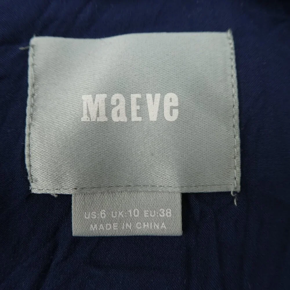 VeLVeT Maeve Anthropologie Dark Blue Mini Tunic Dress Neck Bow Tie Yoked US6